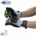 NMSAFETY Chausson anti-coupure anti-coupure vert Hi-viz avec gants tactiques à puce TPR